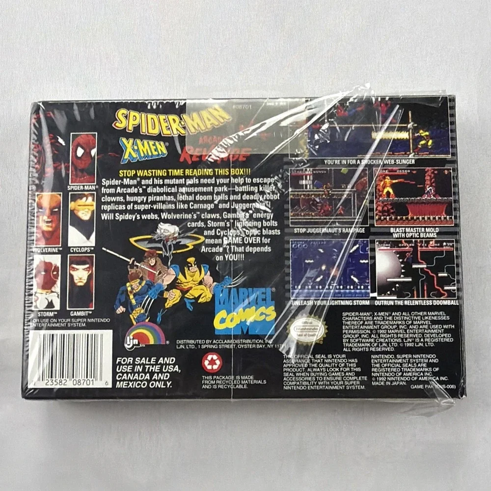 Spider-man X-Men Arcade's Revenge *  Snes Box Only * Super Nintendo Original box